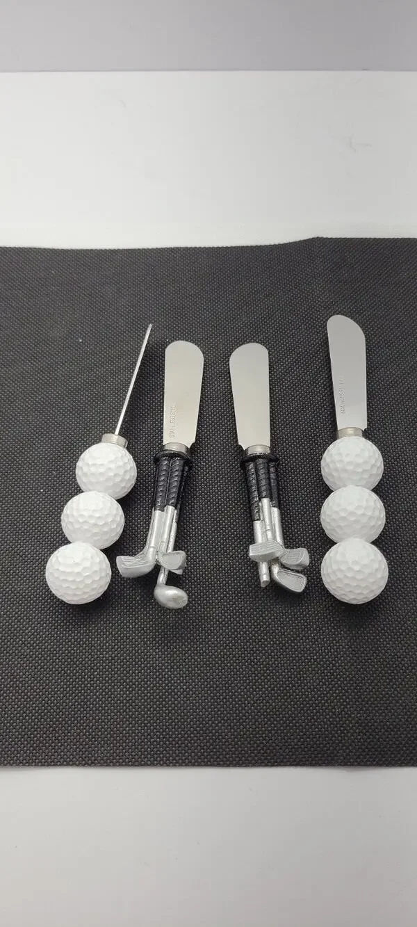 Golf Cheese Knife Set Stainless Steel Novelty Golf Ball Club Spreaders Appetizer